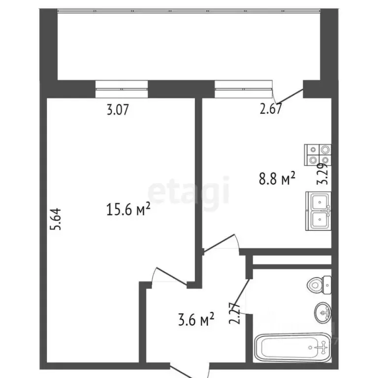 1-к кв. Татарстан, Набережные Челны Сармановский тракт, 2 (37.0 м) - Фото 1