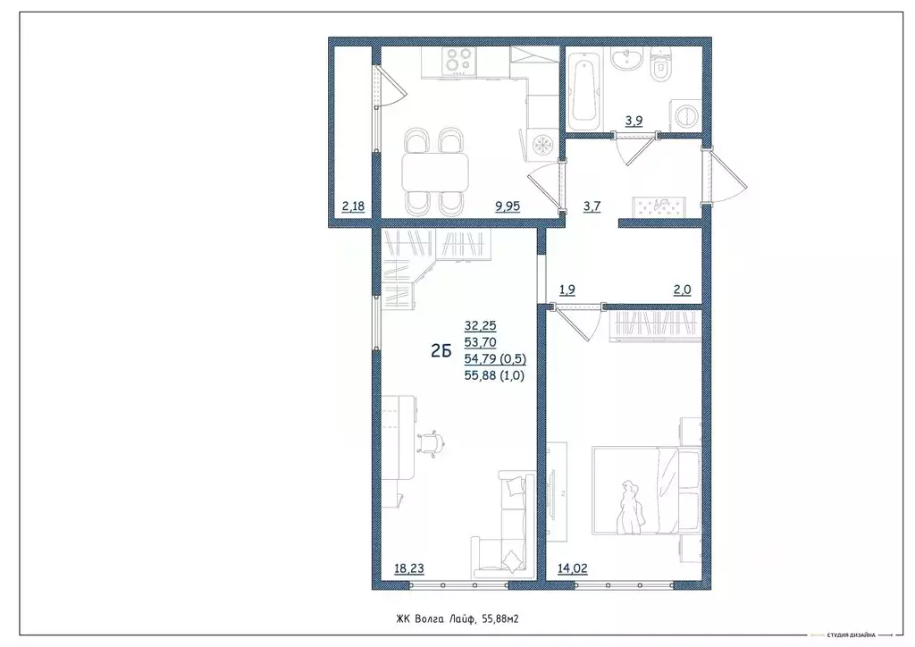 2-к кв. Тверская область, Тверь Новочеркасская ул., 49 (55.88 м) - Фото 2