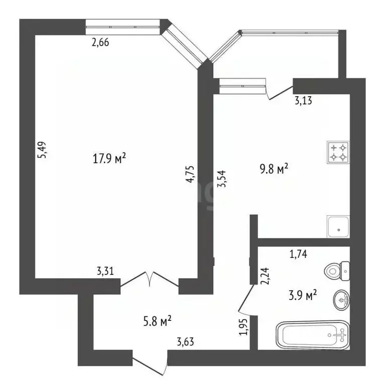 1-к кв. Амурская область, Благовещенск Игнатьевское ш., 14 (37.4 м) - Фото 2