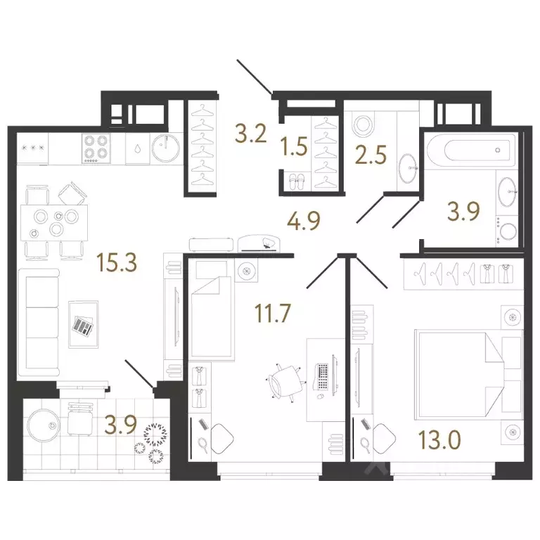 2-к кв. Санкт-Петербург ул. Бабушкина, 2 (56.0 м) - Фото 0