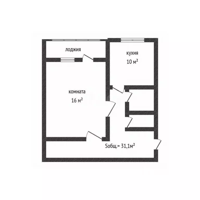 1-к кв. Брянская область, Клинцы ул. Гагарина, 75 (31.1 м) - Фото 2