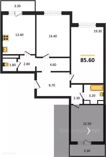 Продаётся 3-к квартира, 85.6 м - Фото 0