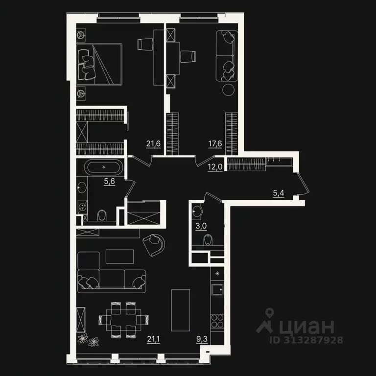 3-к кв. Тюменская область, Тюмень ул. Щербакова, 2к5 (95.7 м) - Фото 1