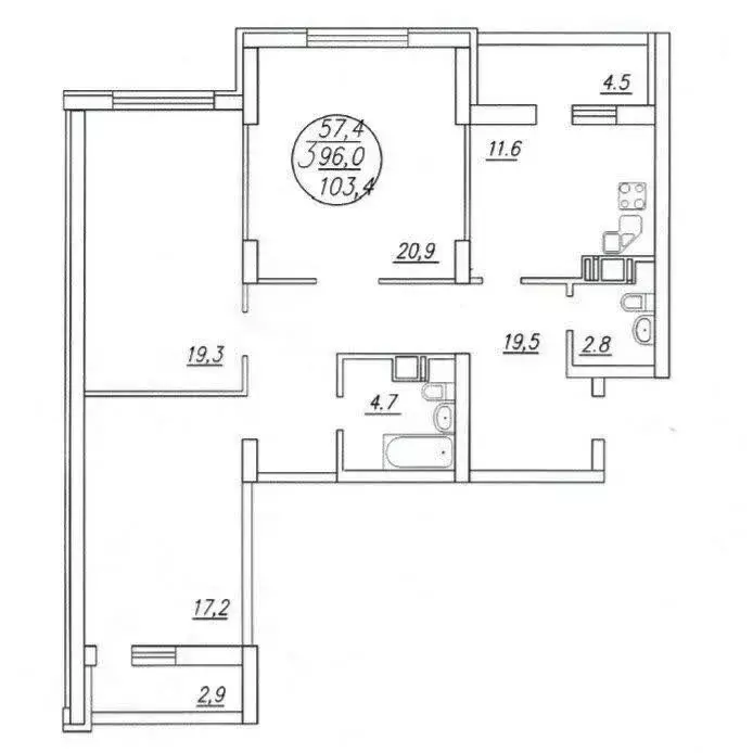 3-комнатная квартира: Саратов, ЖК Царицынский, 2 (96 м) - Фото 0
