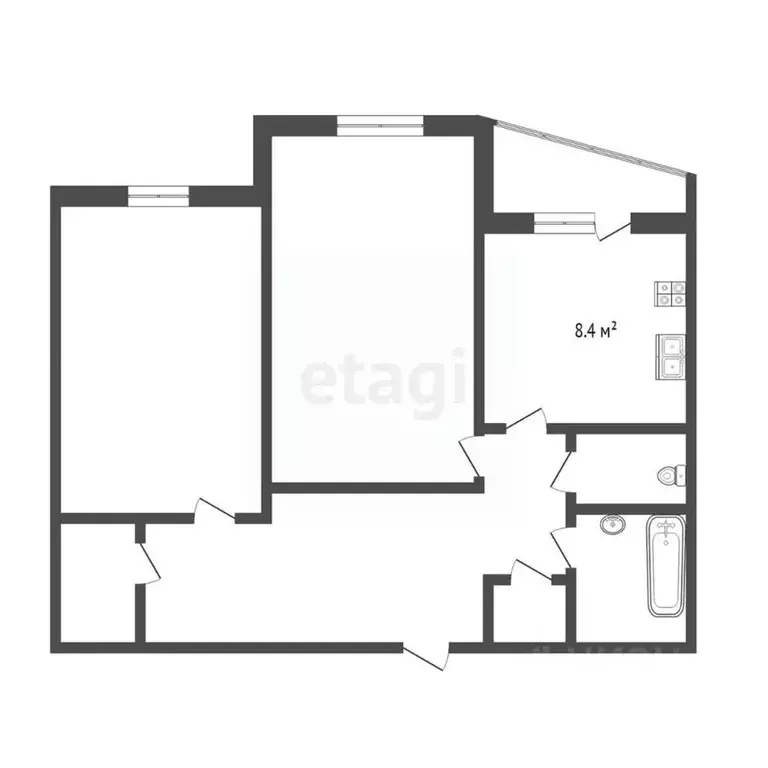 2-к кв. Ямало-Ненецкий АО, Новый Уренгой ул. Пошукайло, 1/4 (59.5 м) - Фото 2