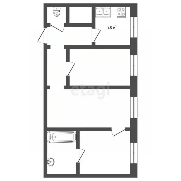 3-к кв. Челябинская область, Челябинск Новороссийская ул., 140А (55.2 ... - Фото 1