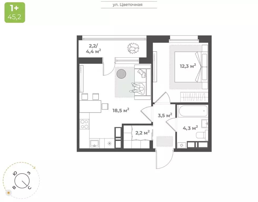 1-к кв. Тверская область, Тверь Соминка мкр,  (43.0 м) - Фото 1