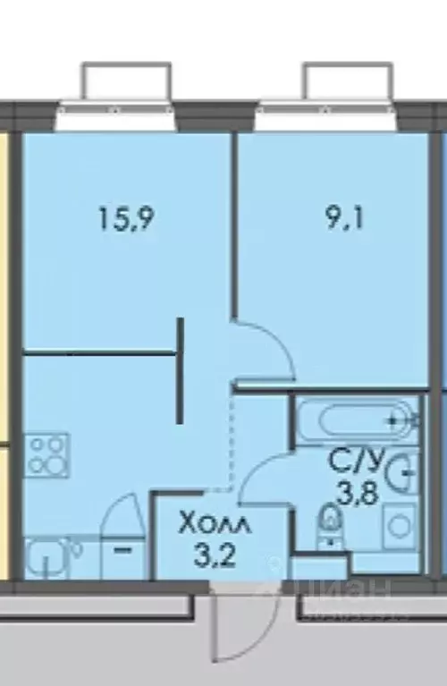 2-к кв. Москва Кольская ул., 8к2 (35.0 м) - Фото 1