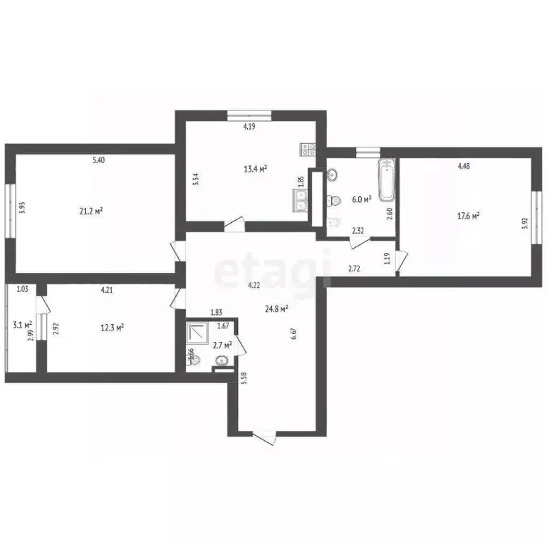 3-к кв. Калининградская область, Калининград Галактическая ул., 2 ... - Фото 2