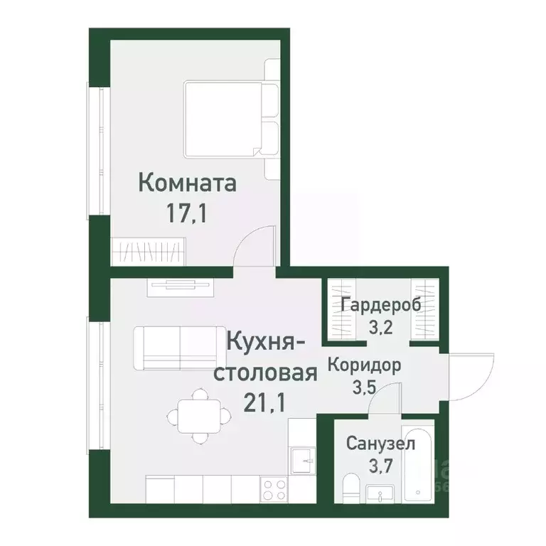 1-к кв. Челябинская область, Челябинский городской округ, пос. ... - Фото 0