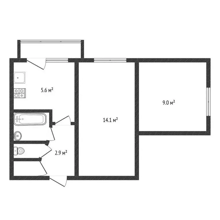2-комнатная квартира: Черкесск, Одесский переулок, 3 (35.4 м) - Фото 1