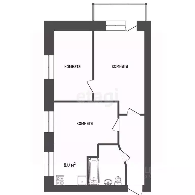 3-к кв. Забайкальский край, Чита ул. Недорезова, 28 (61.0 м) - Фото 1