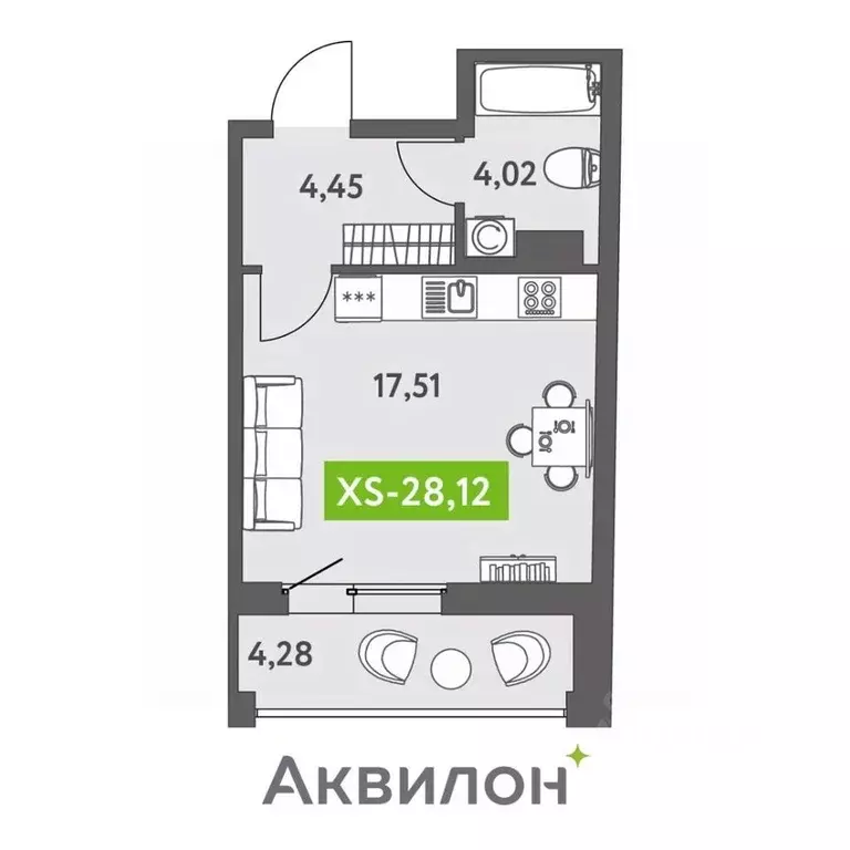 Студия Санкт-Петербург бул. Головнина, 4 (28.9 м) - Фото 0