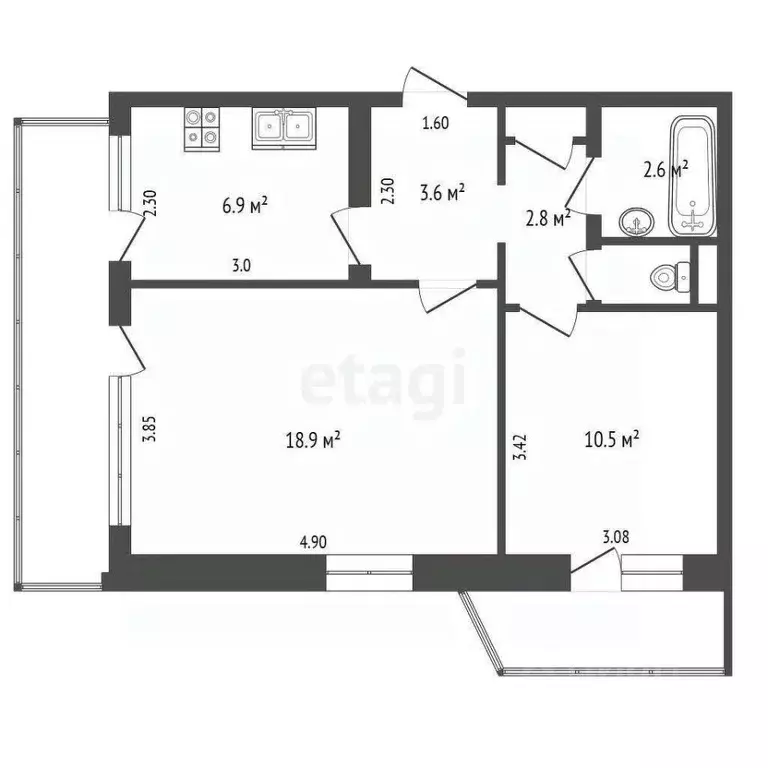 2-к кв. Крым, Бахчисарай ул. Фрунзе, 46А (46.9 м) - Фото 2