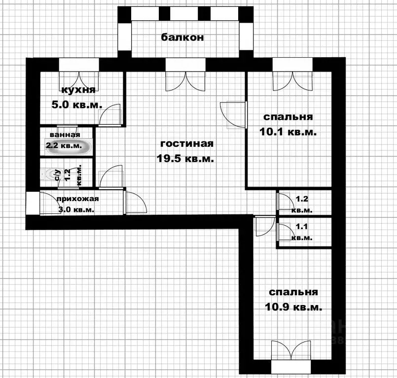 3-к кв. Башкортостан, Уфа Интернациональная ул., 125 (54.2 м) - Фото 2
