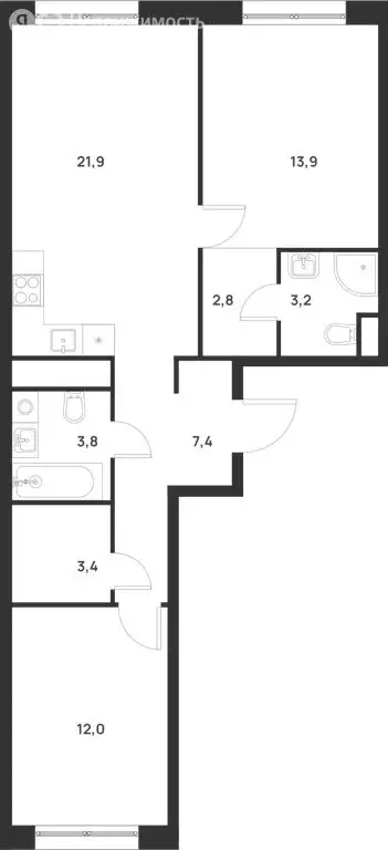 2-комнатная квартира: Москва, НАО, район Коммунарка, улица Разведчика ... - Фото 1