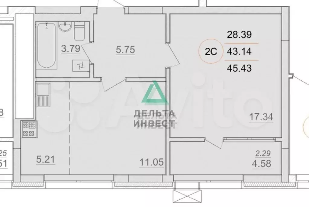 2-к. квартира, 45,4 м, 19/22 эт. - Фото 0