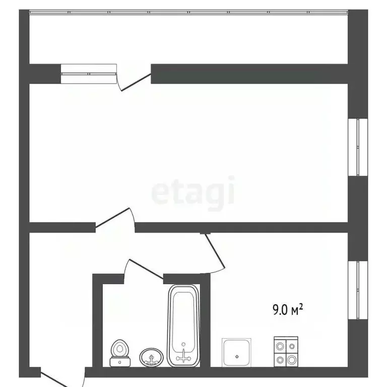1-к кв. Тюменская область, Тюмень ул. Домостроителей, 6а (37.0 м) - Фото 1