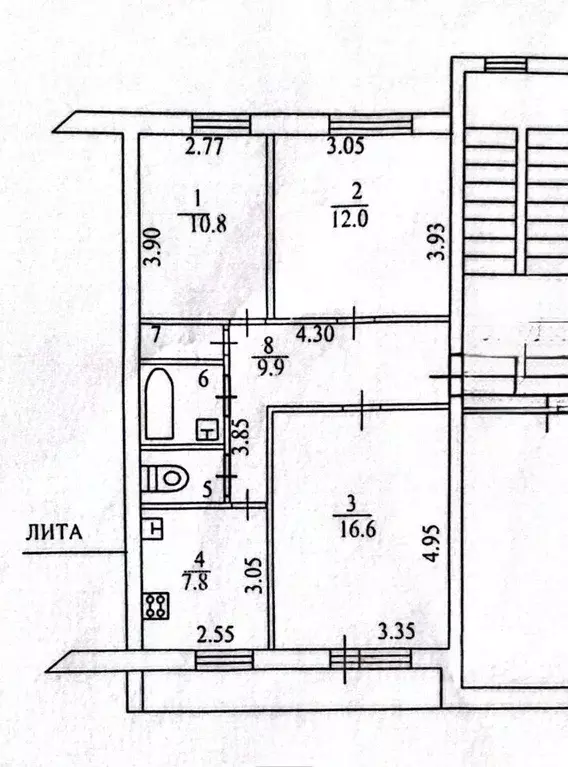 Квартира, 3 комнаты, 62.2 м - Фото 1