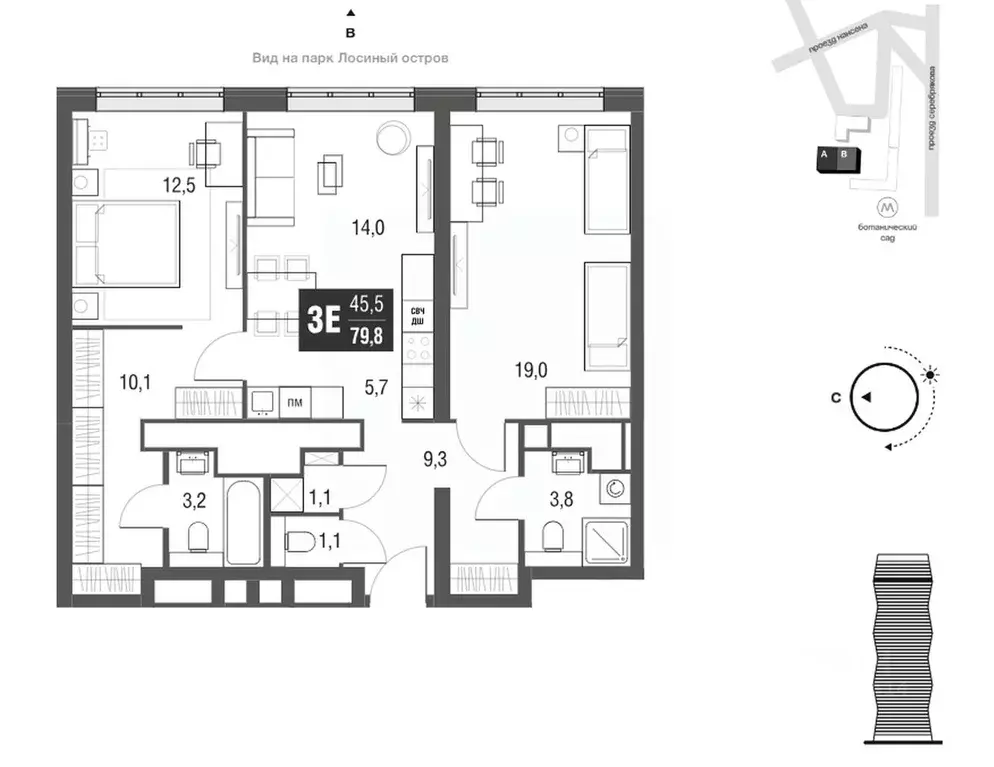 3-к кв. Москва проезд Серебрякова, 11-13к1 (79.9 м) - Фото 0