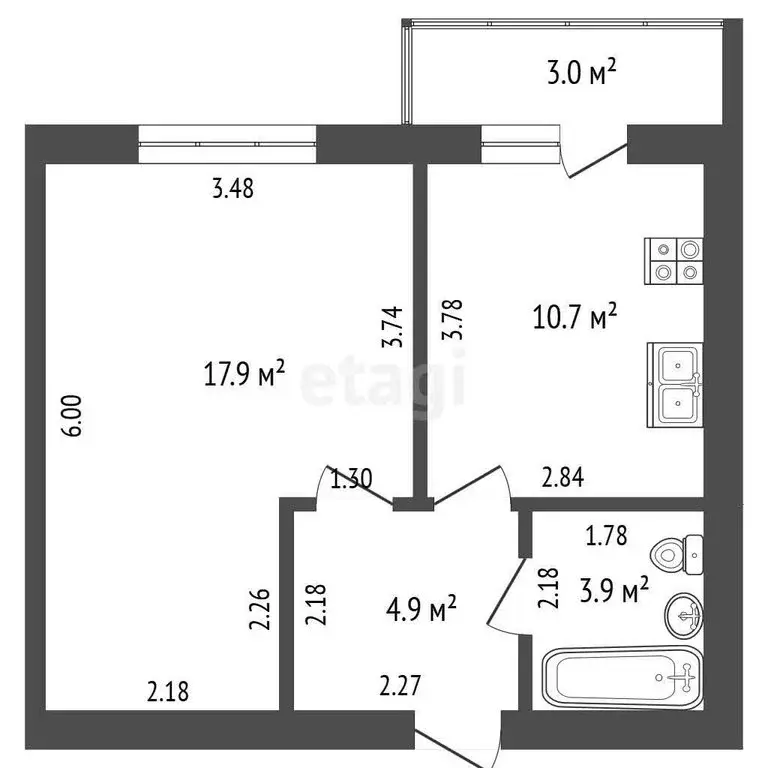 1-комнатная квартира: Тутаев, улица Луначарского, 111 (37.4 м) - Фото 1