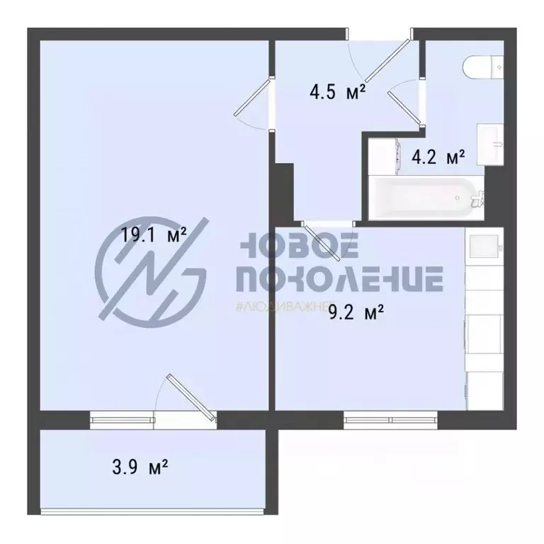 1-к кв. Омская область, Омск пос. Биофабрика, 18к1 (37.0 м) - Фото 0