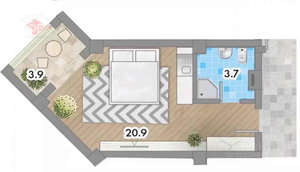 Студия Крым, Черноморское пгт ул. Сигнальная, 2В (28.0 м) - Фото 1