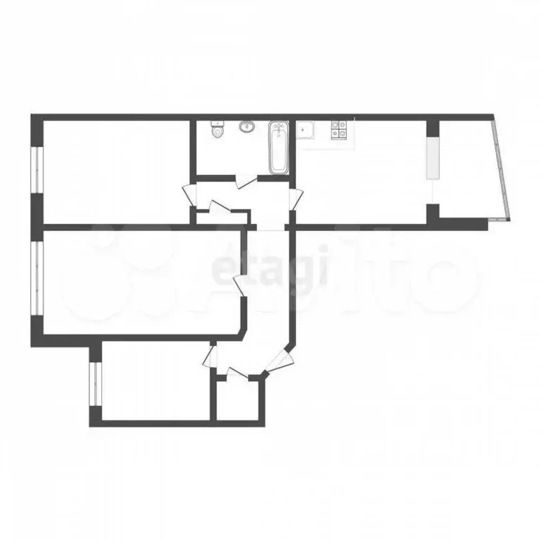 3-к. квартира, 66 м, 5/9 эт. - Фото 1