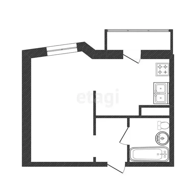 1-комнатная квартира: Вологда, улица Гагарина, 82А (28.3 м) - Фото 1