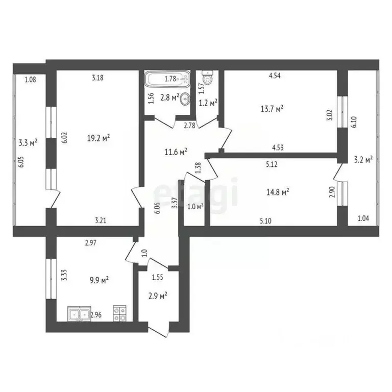 3-к кв. Башкортостан, Стерлитамак 23 Мая ул., 59 (77.1 м) - Фото 2