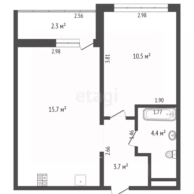 1-к кв. Тюменская область, Тюмень ул. Анатолия Клиндюка, 4к1 (34.3 м) - Фото 1