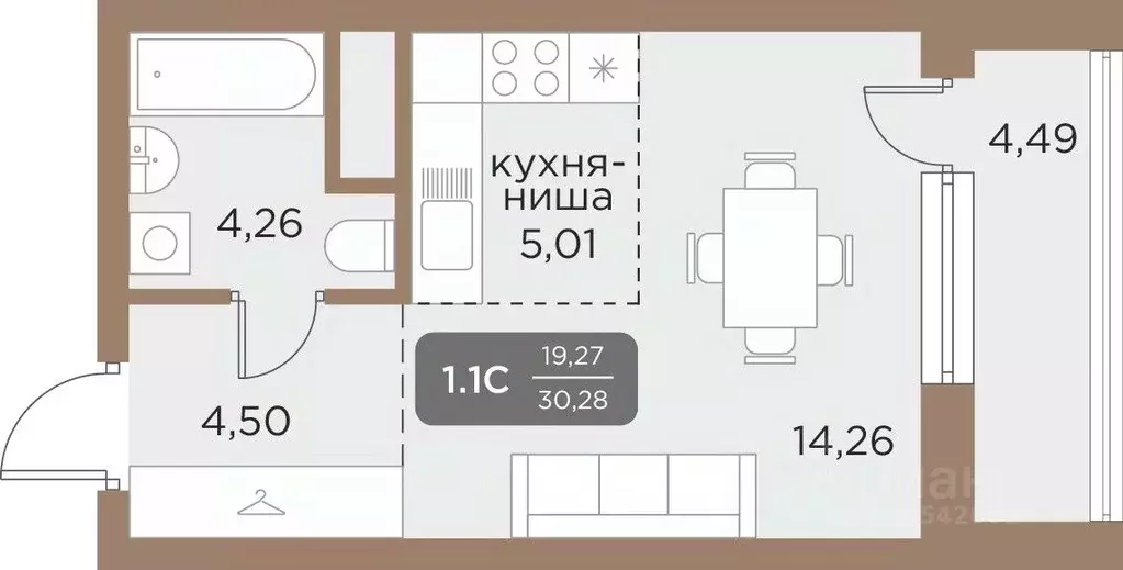 Студия Свердловская область, Екатеринбург Академический мкр, 22-й ... - Фото 0