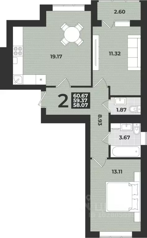 2-к кв. Калининградская область, Калининград ул. Героя России ... - Фото 0