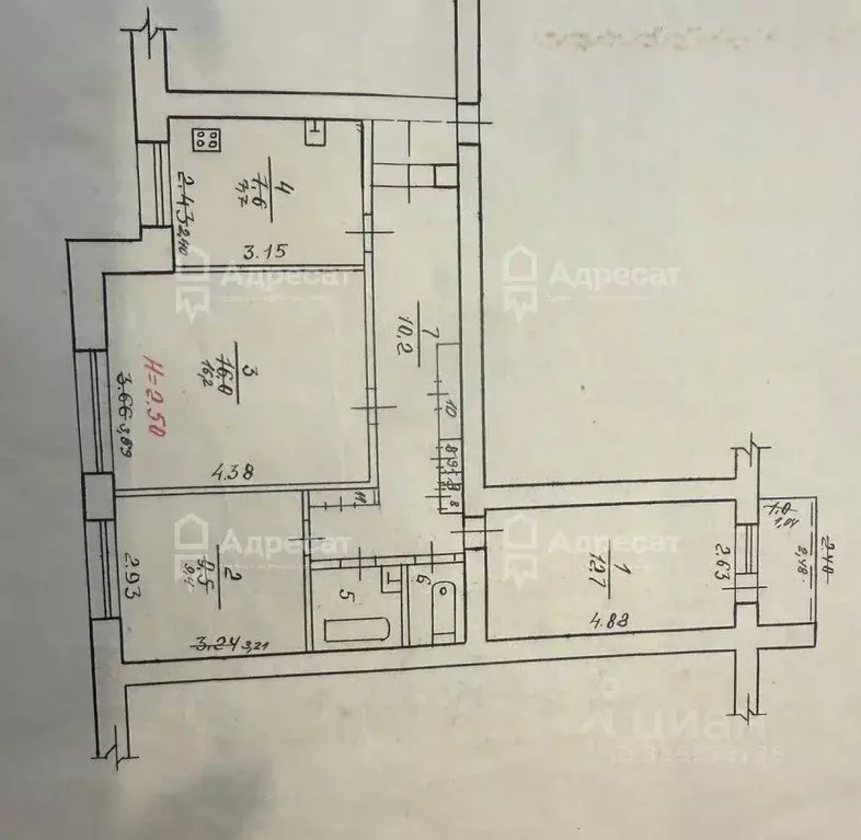 3-к кв. Волгоградская область, Волгоград ул. Германа Титова, 62 (61.8 ... - Фото 1