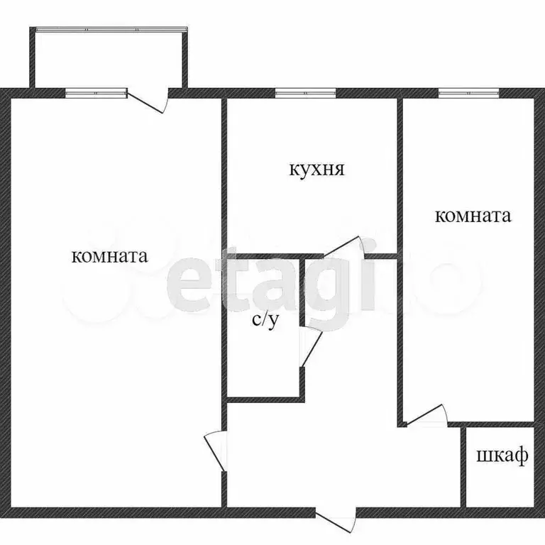 2-к. квартира, 45,5 м, 1/5 эт. - Фото 0