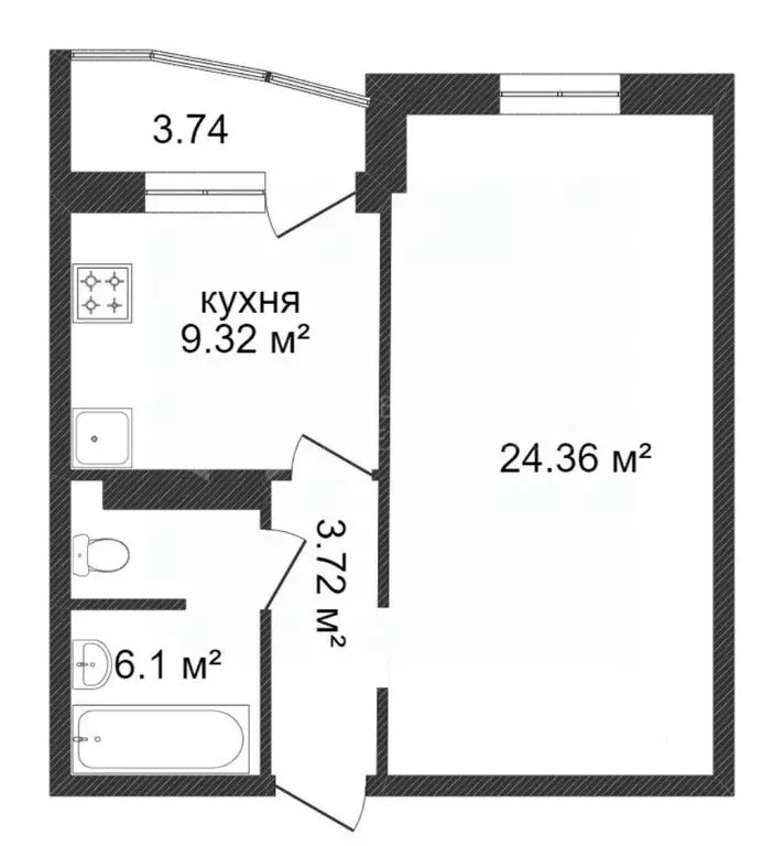 1-к кв. Тюменская область, Тюменский район, д. Дударева ул. ... - Фото 1
