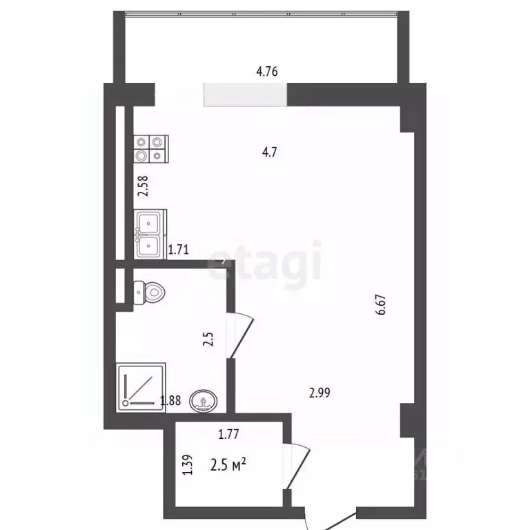 Студия Саха (Якутия), Якутск 203-й мкр, 26 (34.8 м) - Фото 2