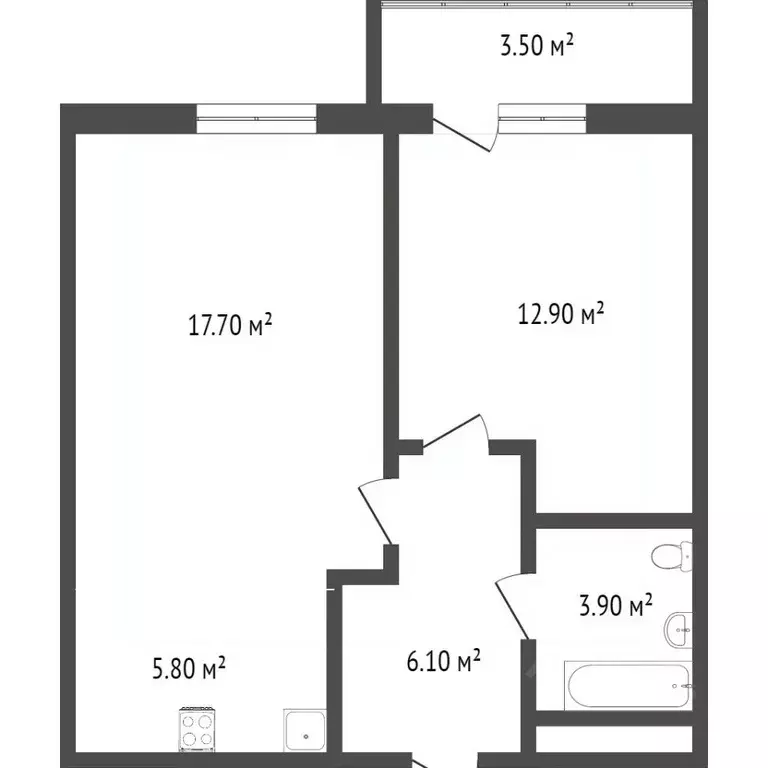 2-к кв. Бурятия, Улан-Удэ ул. Смолина, 67к2 (45.0 м) - Фото 2