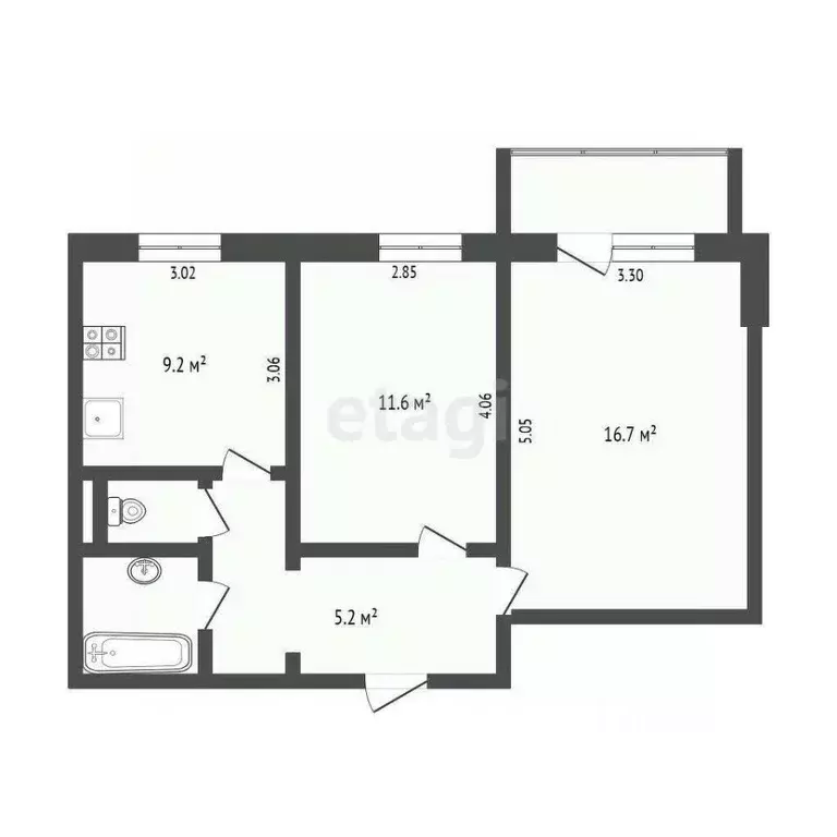 2-к кв. Вологодская область, Череповец ул. Ленина, 5 (51.2 м) - Фото 1