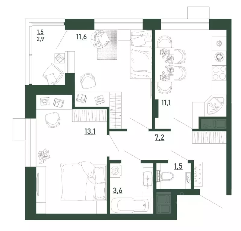 2-к кв. Воронежская область, Воронеж бул. Содружества, 6 (49.5 м) - Фото 1