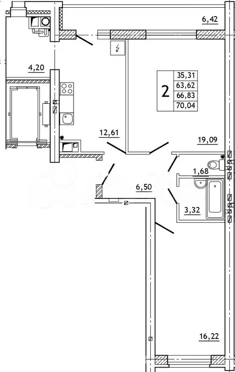 2-к. квартира, 70 м, 5/10 эт. - Фото 0
