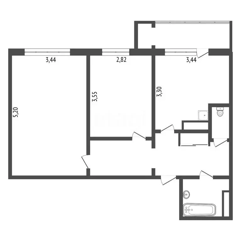 2-комнатная квартира: Нерюнгри, проспект Ленина, 6 (53.8 м) - Фото 0