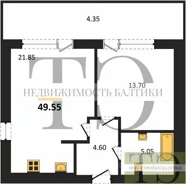 1-к кв. Калининградская область, Янтарный пгт Янтарные Сезоны жилой ... - Фото 1
