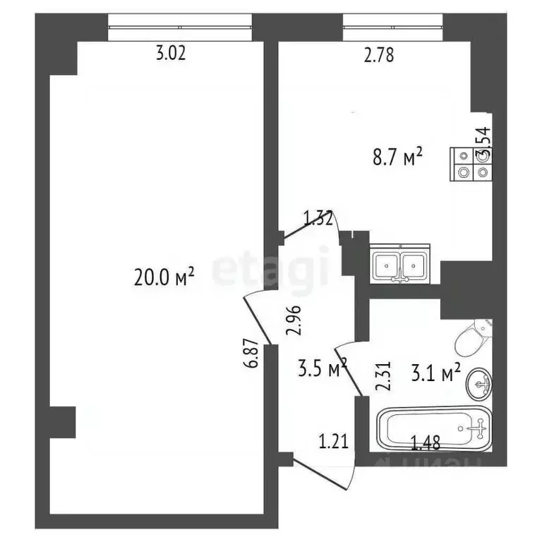 1-к кв. Ямало-Ненецкий АО, Новый Уренгой Строителей мкр, 7/2 (35.3 м) - Фото 1