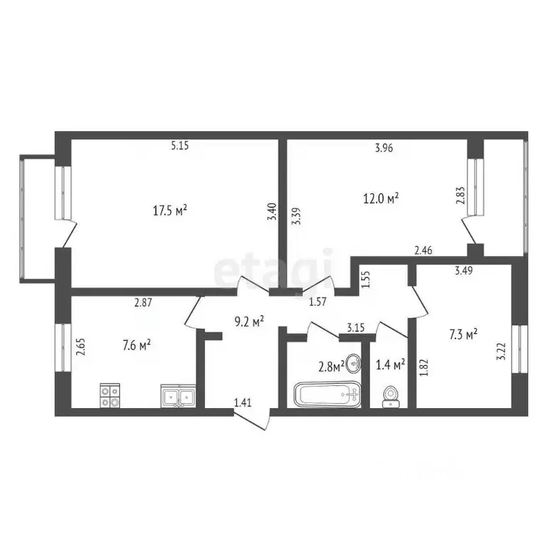 3-к кв. Ростовская область, Азов Азовский район, ул. Ленина, 277 (57.8 ... - Фото 1