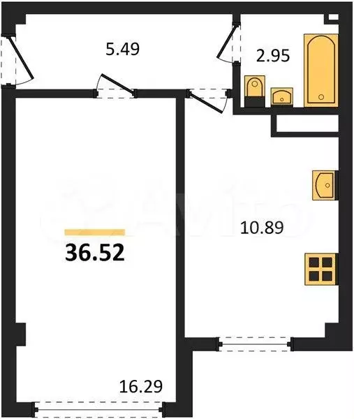 1-к. квартира, 36,5 м, 2/4 эт. - Фото 1
