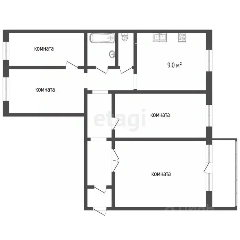 4-к кв. Челябинская область, Миасс ул. Степана Разина, 8 (79.3 м) - Фото 2