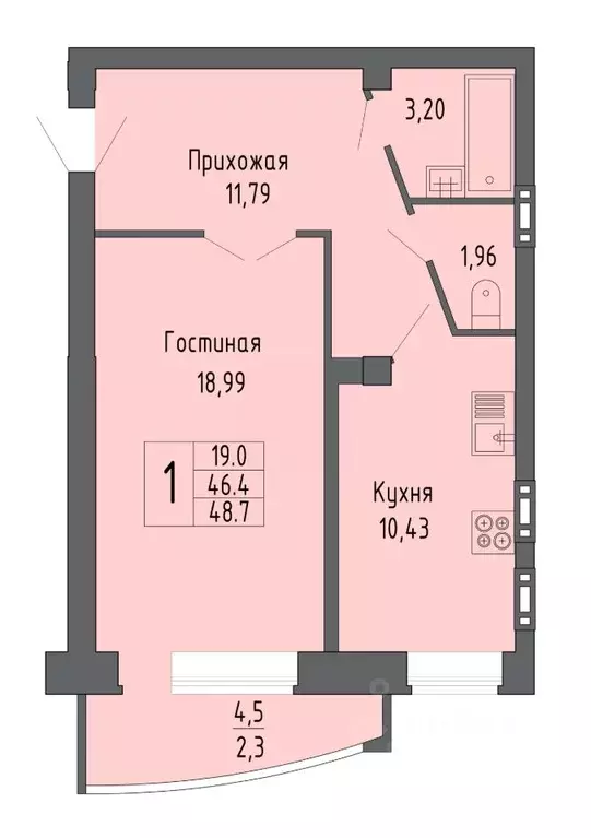 1-к кв. Воронежская область, Воронеж ул. Летчика Филипова, 4 (48.7 м) - Фото 1