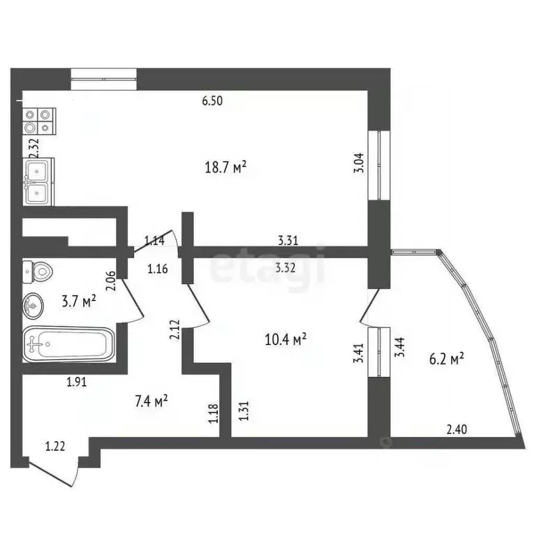 2-к кв. Ханты-Мансийский АО, Ханты-Мансийск ул. Свободы, 2Б (46.0 м) - Фото 0