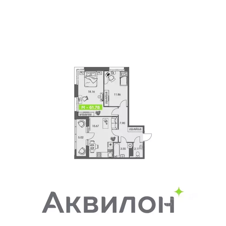 2-к кв. Архангельская область, Архангельск Ломоносовский округ,  ... - Фото 1